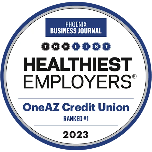 Phoenix Business journal - The List - Healthiest Employers - OneAZ Credit Union Ranked #1 - 2023